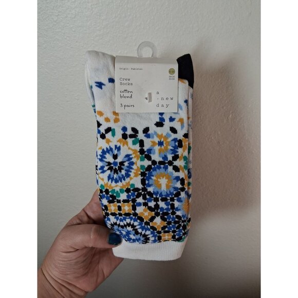 NWT A New Day Socks 3 Pack Womens Crew Cotton Blend Size 4-10 - Picture 1 of 5